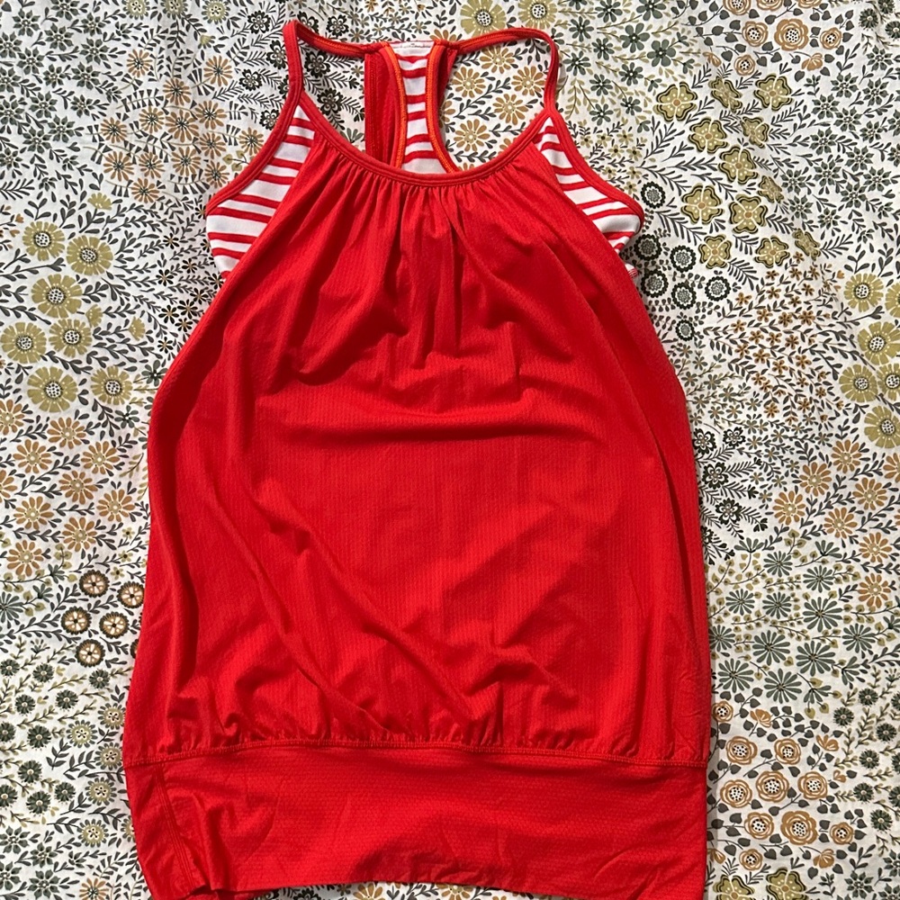 Red Striped Racerback Tank Top